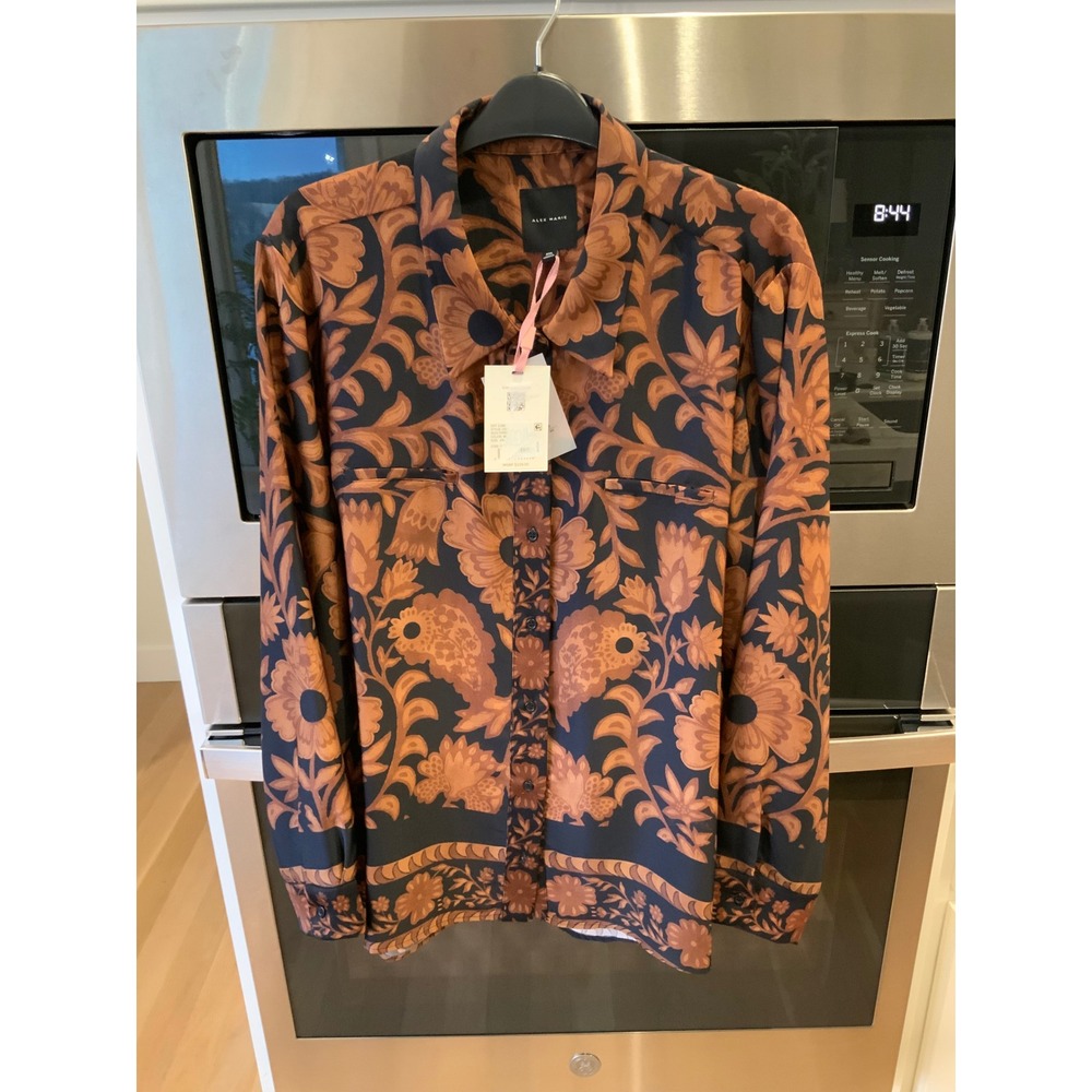 Alex Marie black & rust floral blouse 2XL